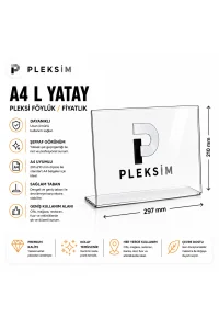 10 Adet A4 L Tipi Yatay 21X30 Cm Şeffaf Pleksi Föylük Resimlik Stand Üstü Sergileme Etiketlik Fiyatlik - Görsel 1