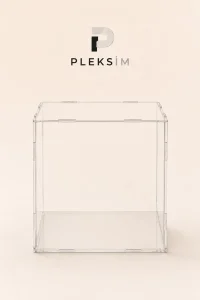 15x15x15 cm Saat Sergileme Kutusu Şeffaf Pleksi Akrilik Display Box Koleksiyon Vitrini Şeffaf Taban - Görsel 2