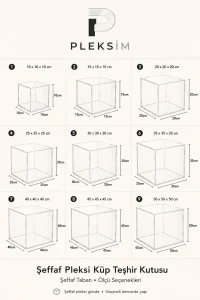 15x15x15 cm Saat Sergileme Kutusu Şeffaf Pleksi Akrilik Display Box Koleksiyon Vitrini Şeffaf Taban - Görsel 3