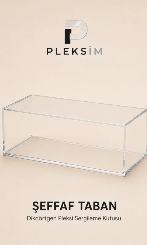 25x15x10 cm Ürün Sunum Kutusu Şeffaf Pleksi Akrilik Display Box Premium Sergileme Şeffaf Taban
