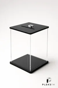 Kilitli Şeffaf Pleksi Dilek Şikayet Kutusu Bahşiş Kutusu Kumbara Tip Box 13X17 Cm