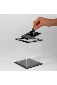 Kilitli Şeffaf Pleksi Dilek Şikayet Kutusu Bahşiş Kutusu Kumbara Tip Box 13X17 Cm