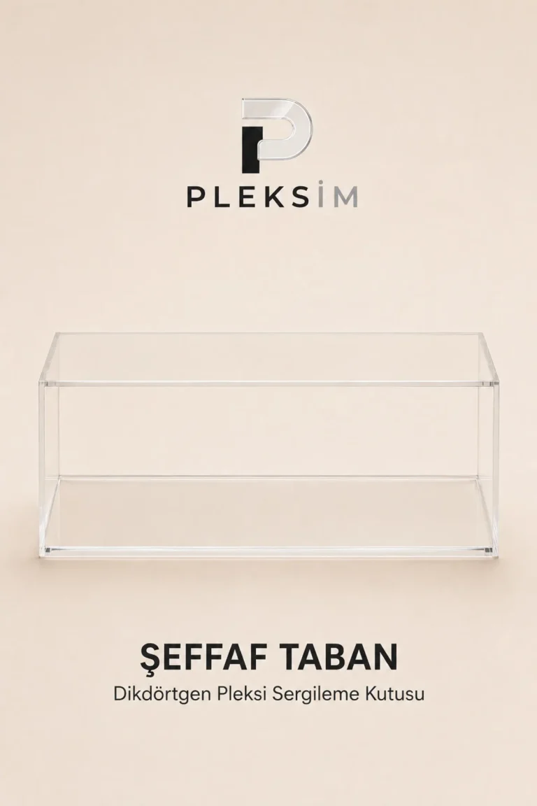 ulusoypleksi 35x20x15 cm Dikdörtgen Şeffaf Pleksi Sunum Kutusu Toz Korumalı Akrilik Sergileme ve Vitrin Kutusu Şeffaf Taban