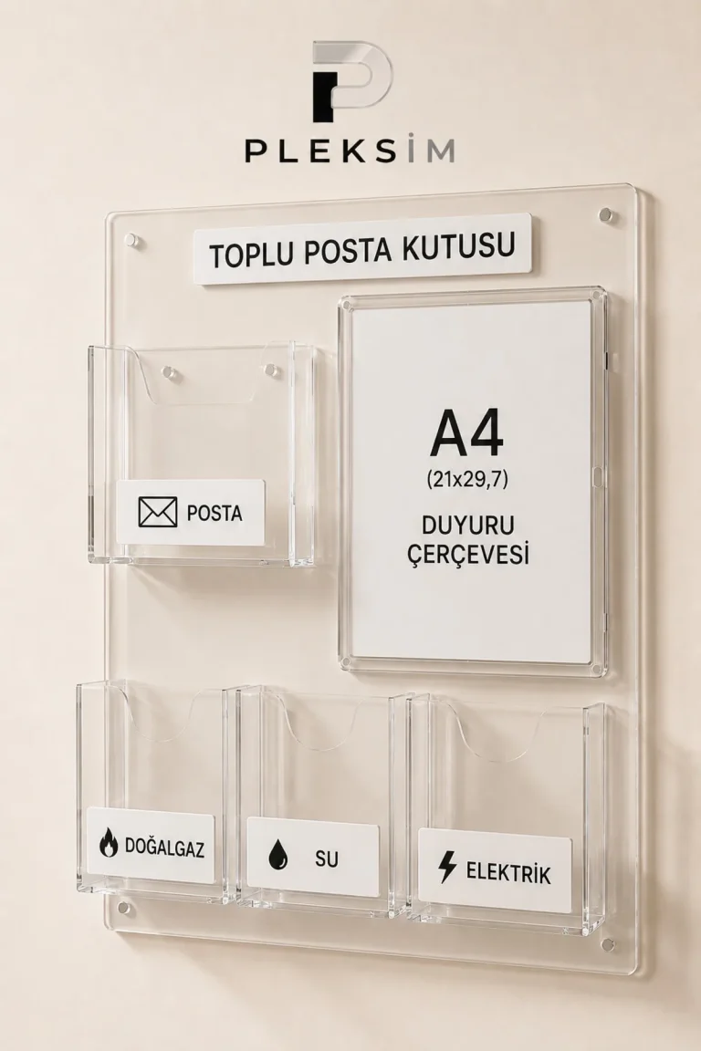 ulusoypleksi Şeffaf Pleksi Toplu Posta Kutusu A4 Duyuru Çerçeveli Duvar Tipi Evrak Fatura ve Apartman Posta Organizeri Premium Ürün