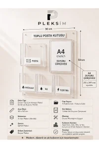 ulusoypleksi Şeffaf Pleksi Toplu Posta Kutusu A4 Duyuru Çerçeveli Duvar Tipi Evrak Fatura ve Apartman Posta Organizeri Premium Ürün