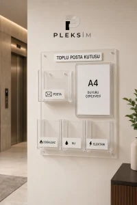 ulusoypleksi Şeffaf Pleksi Toplu Posta Kutusu A4 Duyuru Çerçeveli Duvar Tipi Evrak Fatura ve Apartman Posta Organizeri Premium Ürün