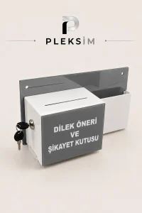 ulusoypleksi Kilitli Dilek ve Öneri Kutusu Pleksi Duvar Tipi Şikayet ve Talep Kutusu Gri Antrasit