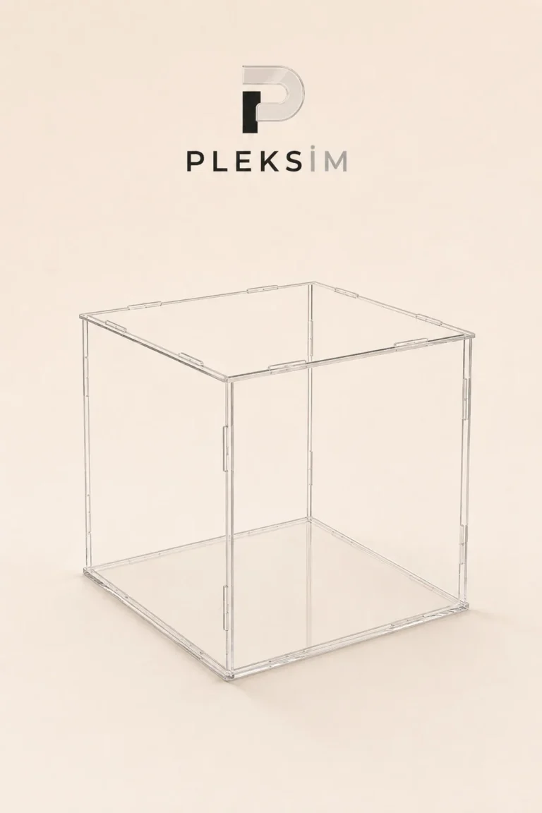 ulusoypleksi 15x15x15 cm Saat Sergileme Kutusu Şeffaf Pleksi Akrilik Display Box Koleksiyon Vitrini Şeffaf Taban