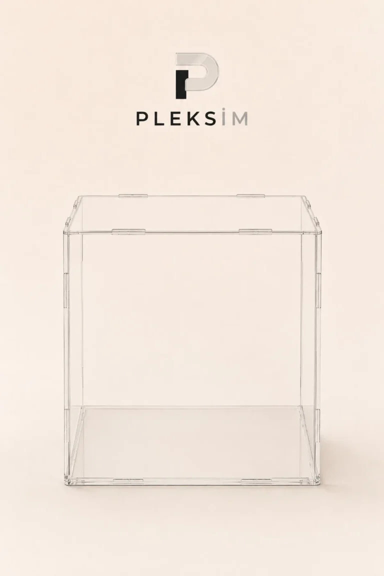 ulusoypleksi 15x15x15 cm Saat Sergileme Kutusu Şeffaf Pleksi Akrilik Display Box Koleksiyon Vitrini Şeffaf Taban