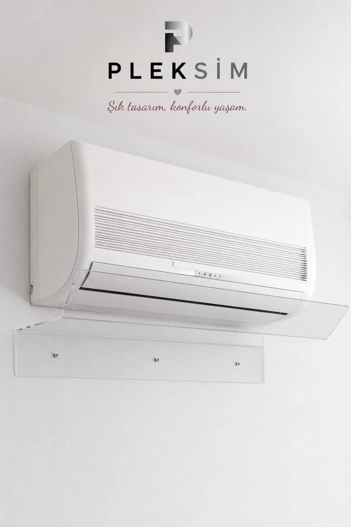 ulusoypleksi Pleksi Klima Rüzgar Kesici Seperatör (80cm) Kırılmaz Darbeye Dayanıklı Görünmez Şeffaf