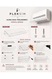 ulusoypleksi Pleksi Klima Rüzgar Kesici Seperatör (80cm) Kırılmaz Darbeye Dayanıklı Görünmez Şeffaf