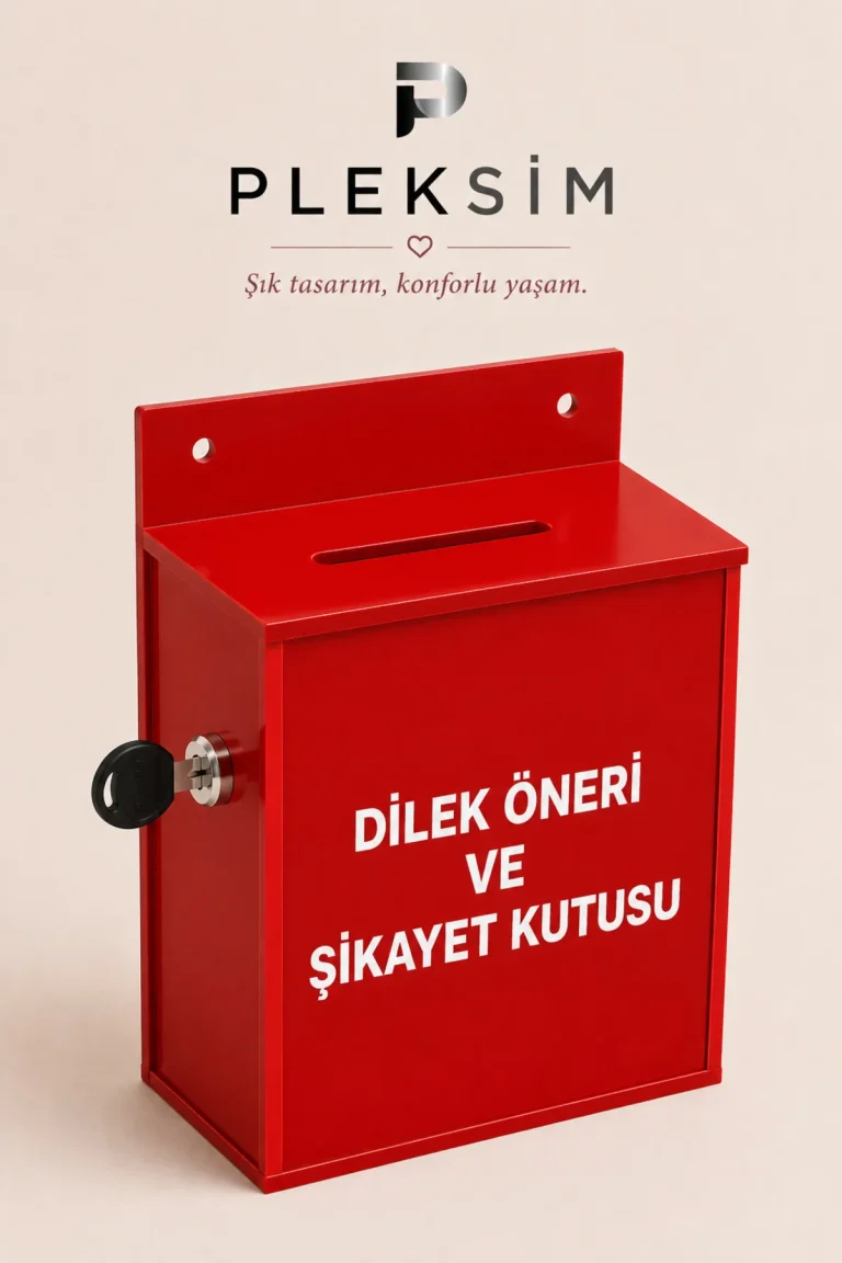 ulusoypleksi Premium Kalitede Kilitli Dilek ve Öneri Kutusu – Duvara Monte Pleksi Şikayet ve Geri Bildirim Kutusu-Kırmızı
