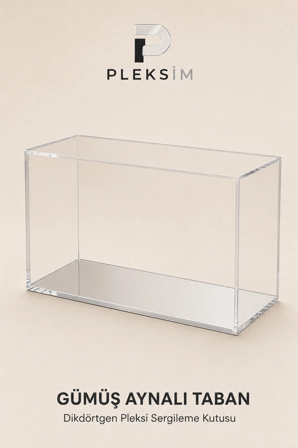 30x20x15 cm Dikdörtgen Diecast Araç Sergileme Kutusu Şeffaf Pleksi Akrilik Display Box Toz Korumalı Gümüş Aynalı Taban