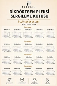 30x20x15 cm Dikdörtgen Diecast Araç Sergileme Kutusu Şeffaf Pleksi Akrilik Display Box Toz Korumalı Gümüş Aynalı Taban