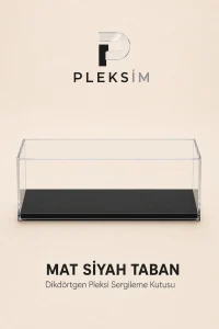 30x20x15 cm Dikdörtgen Koleksiyon Sergileme Kutusu Şeffaf Pleksi Akrilik Display Box Toz Korumalı Mat Siyah Taban