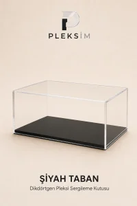 30x25x20 cm Dikdörtgen Sneaker Sergileme Kutusu Şeffaf Pleksi Akrilik Display Box Premium Vitrin Siyah Taban