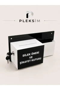 Kilitli Dilek ve Öneri Kutusu Pleksi Duvar Tipi Şikayet ve Talep Kutusu Siyah
