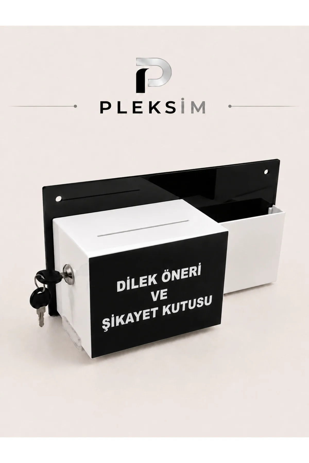 Kilitli Dilek ve Öneri Kutusu Pleksi Duvar Tipi Şikayet ve Talep Kutusu Siyah